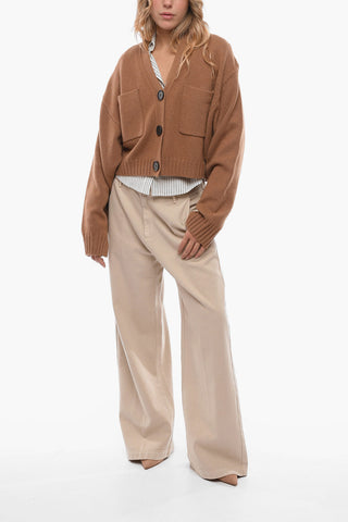 Cardigan Crop in Cashmere con Tasche a Toppa