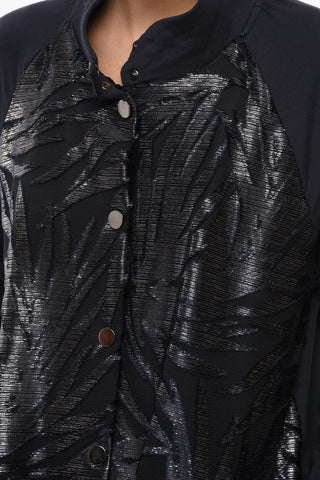 Stretch Cotton Lightweight Jacket with Lurex Details and Snap Buttons