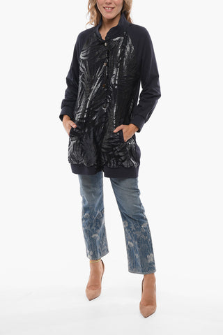 Stretch Cotton Lightweight Jacket with Lurex Details and Snap Buttons