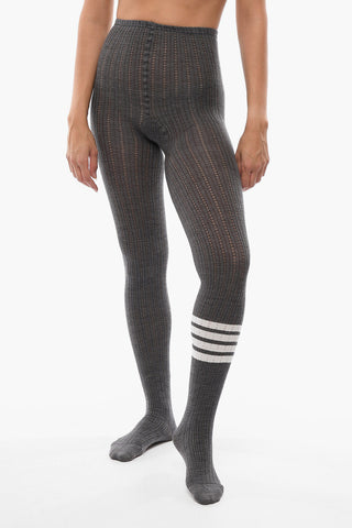 Wool Blend Tights with Embroidery