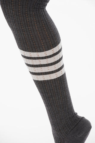 Wool Blend Tights with Embroidery