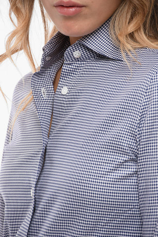 Houndstooth Motif Poplin Cotton IVANA Shirt