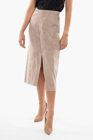 Longuette in Suede con Spacco Frontale
