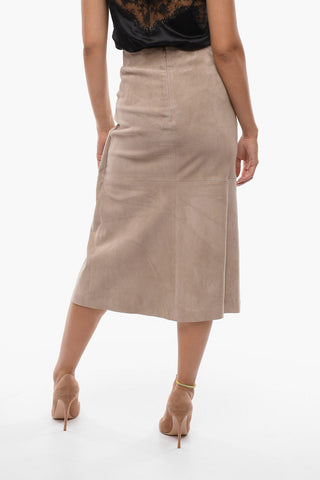 Longuette in Suede con Spacco Frontale