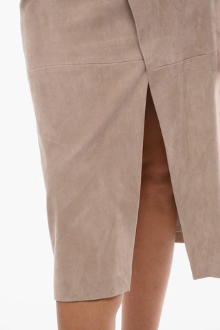 Longuette in Suede con Spacco Frontale