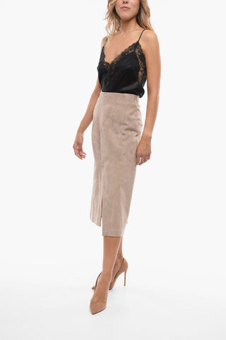 Longuette in Suede con Spacco Frontale