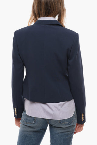 MICHAEL Double-breasted Cropped Blazer with Peak Lapel