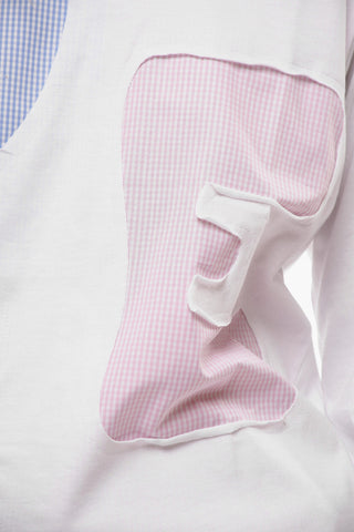 SHIRT Crew Neck T-Shirt with Gingham Slotted Details