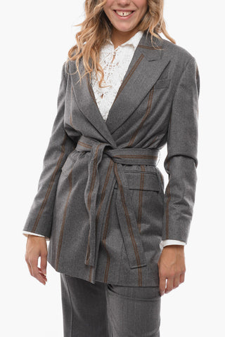 Double-breasted Virgin Wool Blazer with Peak Lapel