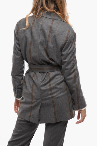 Double-breasted Virgin Wool Blazer with Peak Lapel