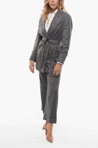 Double-breasted Virgin Wool Blazer with Peak Lapel