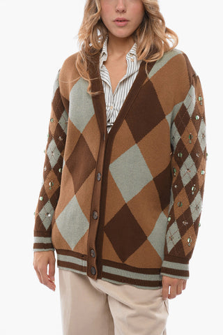 Cardigan a Scacchi DARNELLE in Misto Cotone con Paillettes