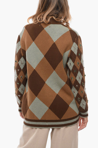 Cardigan a Scacchi DARNELLE in Misto Cotone con Paillettes