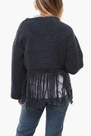Maglia Girocollo in Misto Alpaca con Frange