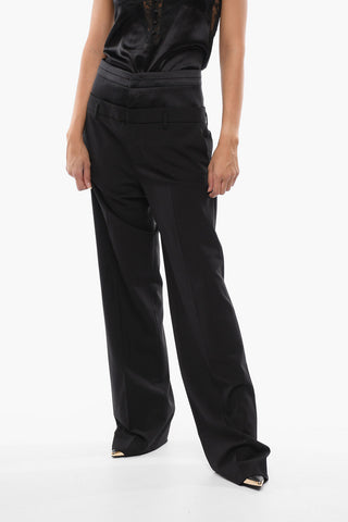Wool Blend Tuxedo Pants with Satin Detail