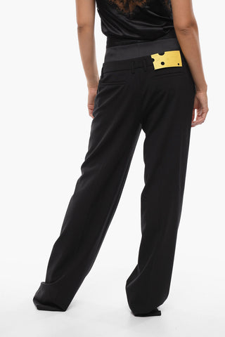 Wool Blend Tuxedo Pants with Satin Detail