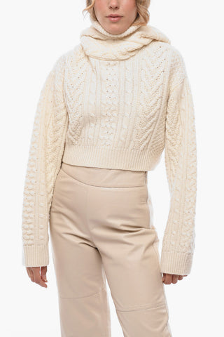 NOIR KEI NINOMIYA Wool Cropped Sweater with Hood