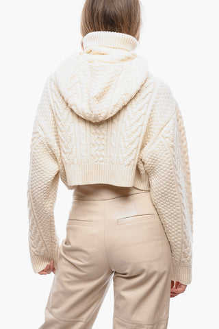 NOIR KEI NINOMIYA Wool Cropped Sweater with Hood