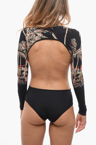 Bare Back Bodysuit with Plant Motif