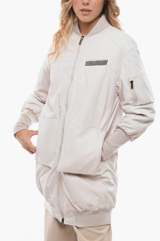 Multipocket Leather Down Jacket with Zip