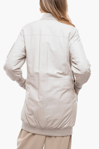 Multipocket Leather Down Jacket with Zip