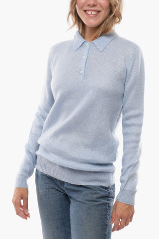 Maglia in Misto Mohair con Collo a Polo