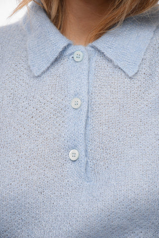 Maglia in Misto Mohair con Collo a Polo