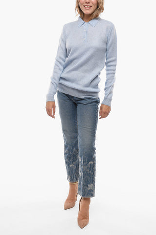 Maglia in Misto Mohair con Collo a Polo