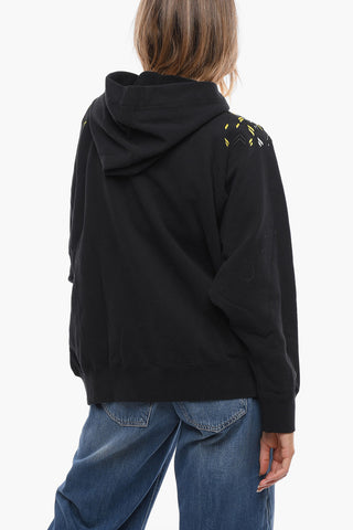 Fleece Cotton Oversized Hoodie with Zip and Embroidery
