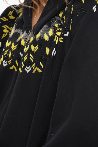 Fleece Cotton Oversized Hoodie with Zip and Embroidery