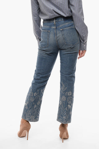 Cigarette HOOK Denims with Floral Patterned Bottom 23cm