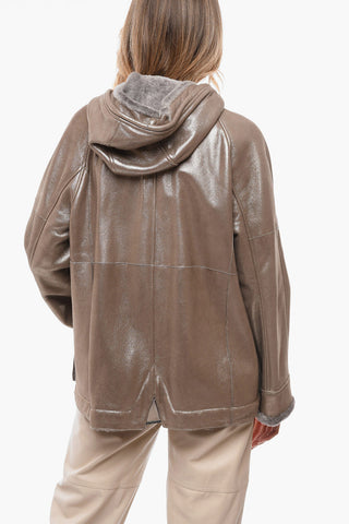 Hooded Lurex Coat with Mink Fur Lining