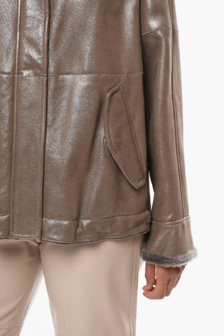 Hooded Lurex Coat with Mink Fur Lining