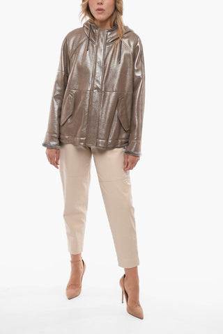 Hooded Lurex Coat with Mink Fur Lining