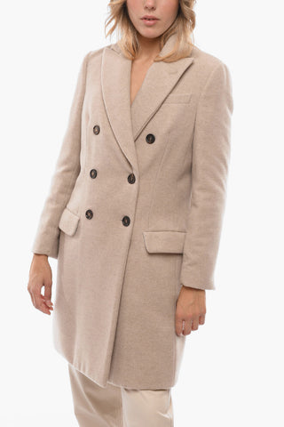 Double-breasted Cashmere Coat with Peak Lapel