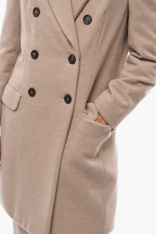 Double-breasted Cashmere Coat with Peak Lapel