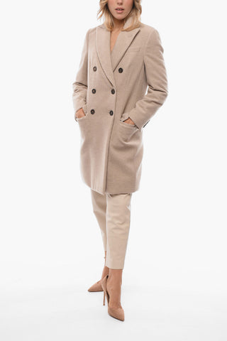 Double-breasted Cashmere Coat with Peak Lapel