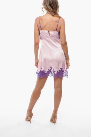 Lace edged Satin Slip Dress