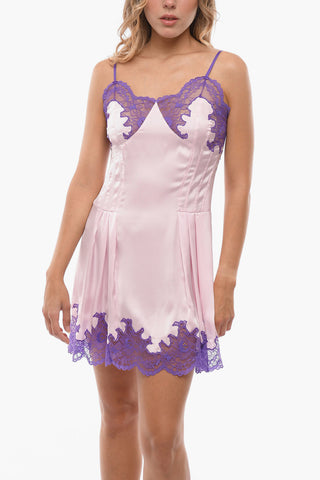 Lace edged Satin Slip Dress