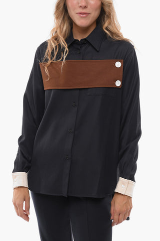 Camicia in Gabardine con Dettaglio Abbottonato 