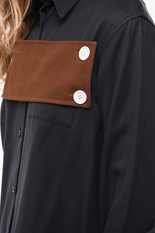 Camicia in Gabardine con Dettaglio Abbottonato 