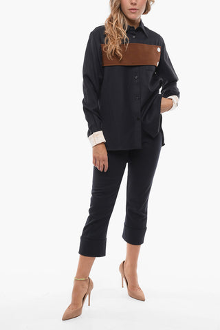 Camicia in Gabardine con Dettaglio Abbottonato 