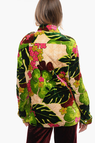 Velour Quilted Overshirt with Floral Pattern