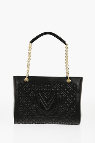 LOVE Quilted Faux Leather Shoulder Bag with Golden Logo