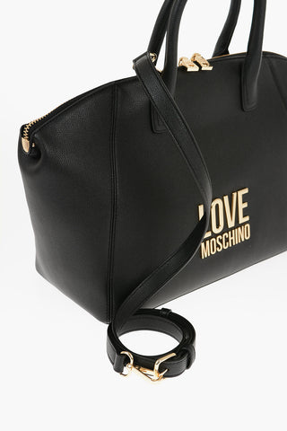 LOVE Faux Leather Tote Bag with Golden Logo