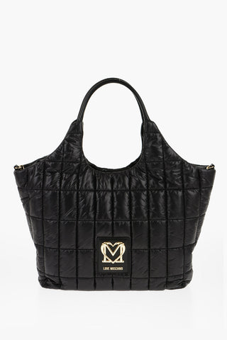 LOVE Quilted Nylon Tote Bag with Faux Leather Trims