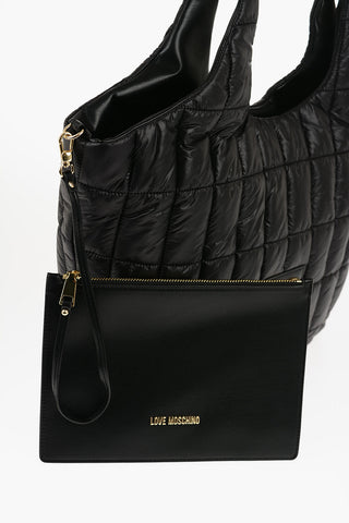 LOVE Quilted Nylon Tote Bag with Faux Leather Trims