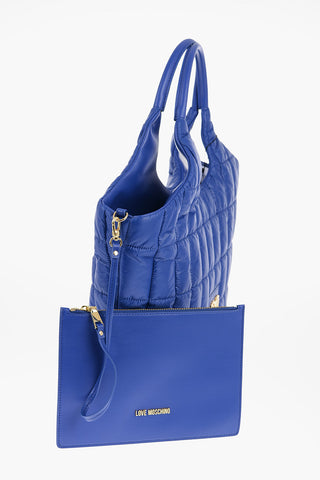 LOVE Quilted Nylon Tote Bag with Eco Leather Trims