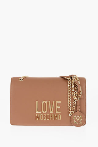 LOVE Faux Leather Shoulder Bag with Golden Details
