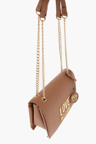 LOVE Faux Leather Shoulder Bag with Golden Details